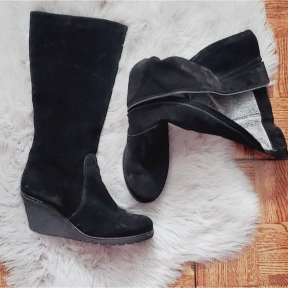 La Canadienne Rare Edition  Waterproof Suede Wedge Boots w Fur Interior- Size 10 - Picture 4 of 15